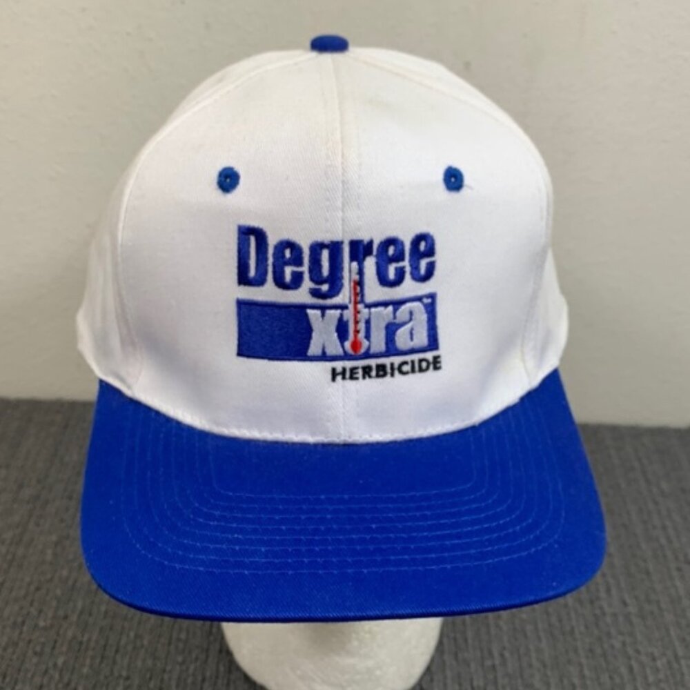 Vintage Degree xtra Herbicide Snapback Hat Mens Adjustable White Blue KC Caps